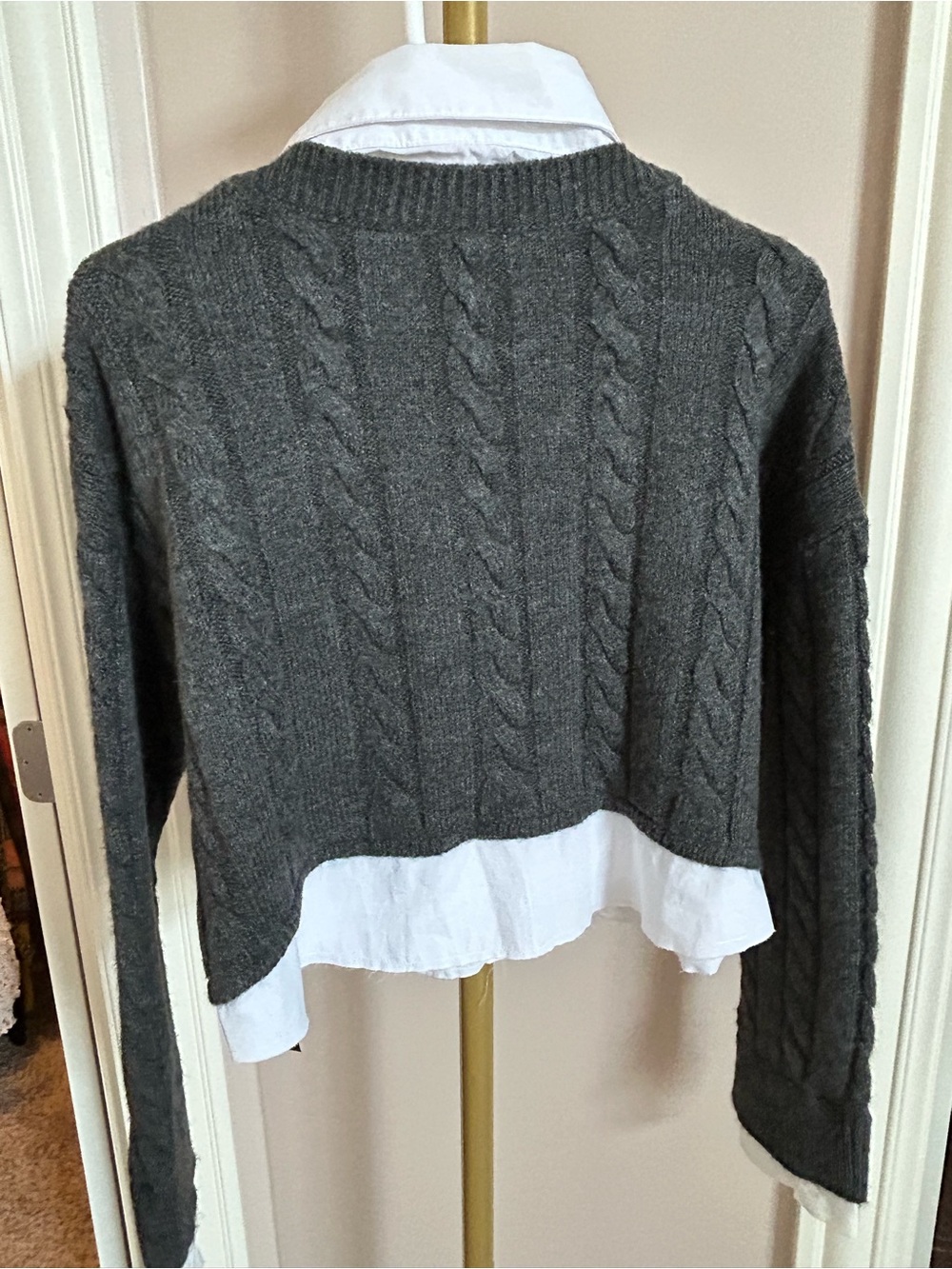 Pilcro Cropped Cable-Knit Twofer Sweater(size medium) - Picture 7 of 9
